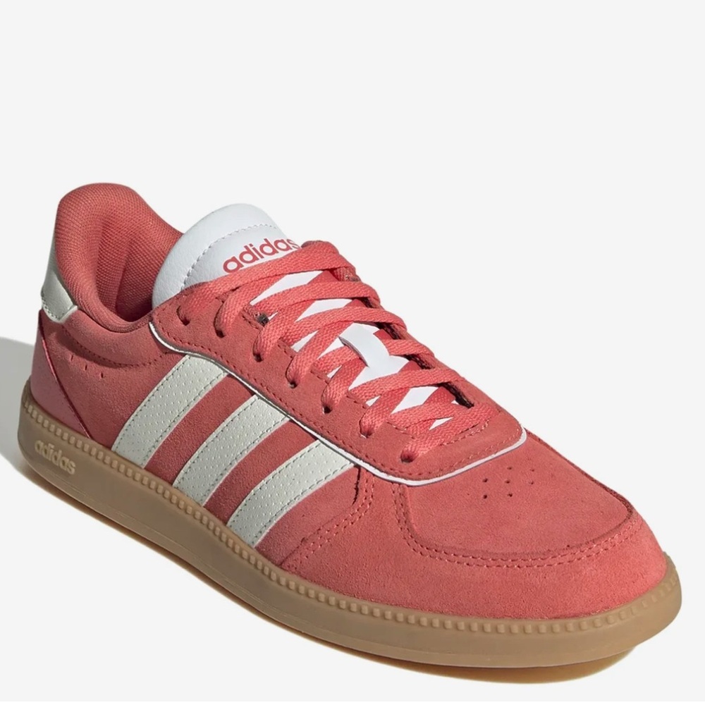 Adidas breaknet sleek sneakers pink & white suede women’s 9.5